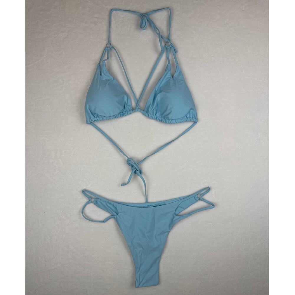 NWOT Baby Blue Cheeky Bikini with Triangle Top Size XXL